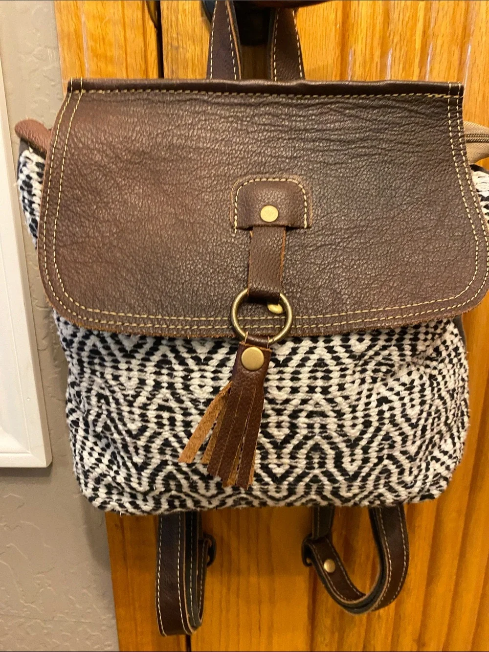 Myra Bag Upcycled Canvas & Leather Backpack